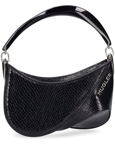 Mugler Mini Spiral Curve Leather Top Handle Bag - Black