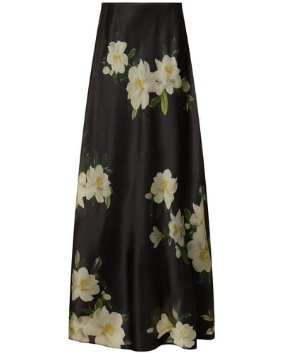 Zimmermann Harmony floral flared silk maxi skirt - Noir