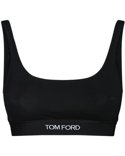 Tom Ford Signature Logo Modal Bra Top - Black