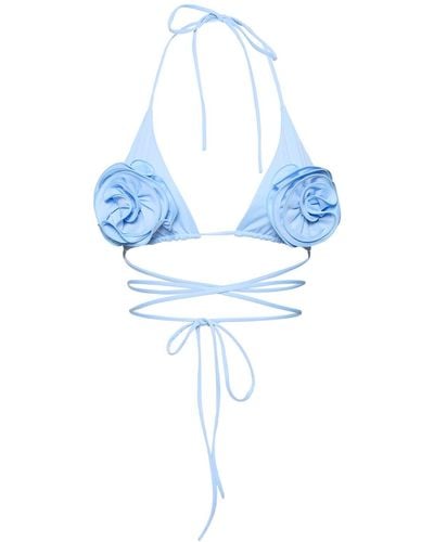 Magda Butrym Top bikini in techno con fiore 3d - Blu