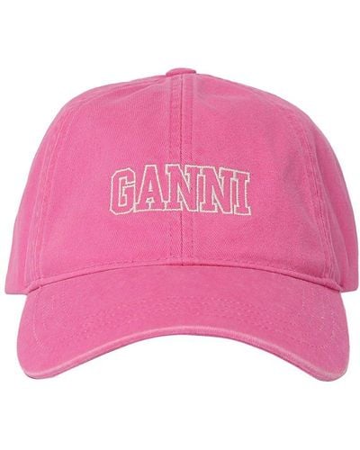 Ganni Baseballkappe Aus Baumwolle - Pink