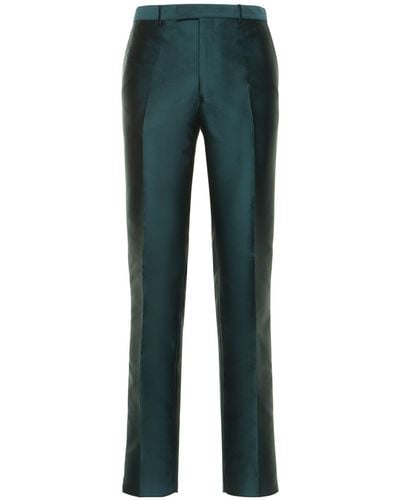 Gucci Pantalon De Costume En Satin - Bleu