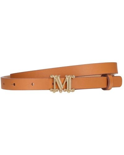 Max Mara 1.5Cm Graziata Leather Belt - Brown
