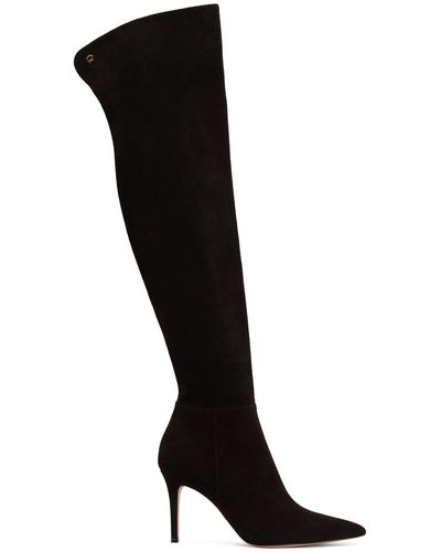 Gianvito Rossi 85Mm Jules Suede Knee-High Boots - Black