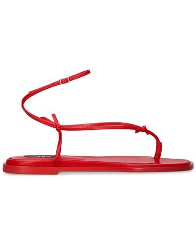 MSGM 10mm Leather Flat Sandals - Red