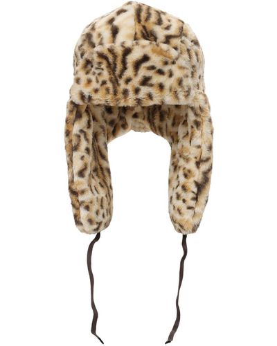 Kangol Leopard Print Faux Fur Trapper Hat - Natural