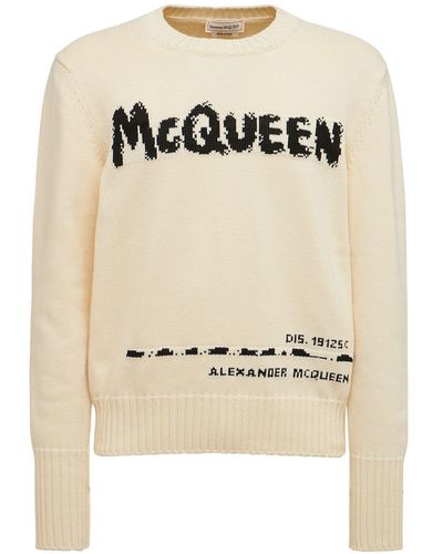 Alexander McQueen Suéter De Punto De Algodón Con Logo - Multicolor