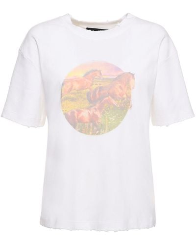 Brandon Maxwell The Dorothy Horses Print Jersey T-Shirt - White