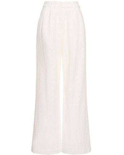 WeWoreWhat Pantalon ample en dentelle de coton à œillets - Blanc