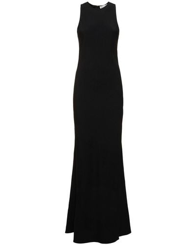 Ami Paris Viscose Blend Sleeveless Long Dress - Black