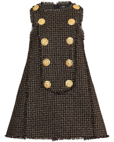 Balmain Tweed Lurex Mini Dress - Black