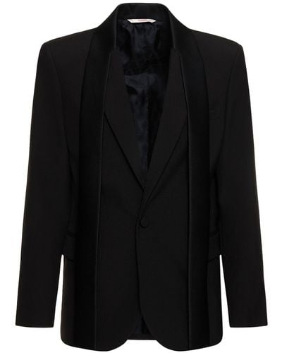 Valentino Tailored Wool Tuxedo Jacket - Black