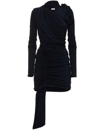 Magda Butrym Robe courte en jersey drapé avec foulard - Noir