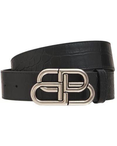 Balenciaga Cinturón De Piel Con Logo Y Hebilla De Logo - Negro