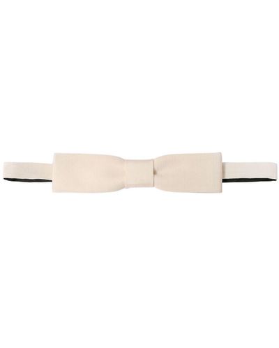 Saint Laurent Rectangle Cotton Bow Tie - Natural