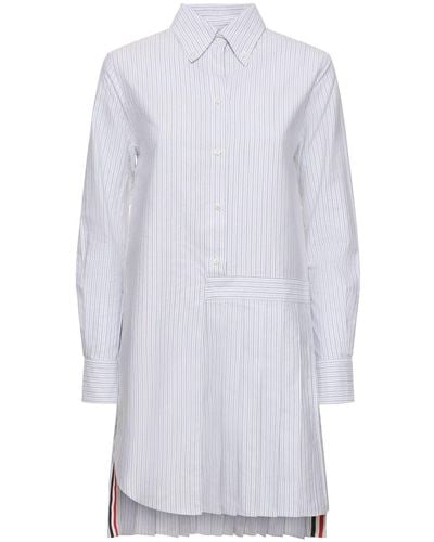 Thom Browne Striped Oxford Cotton Mini Dress - White