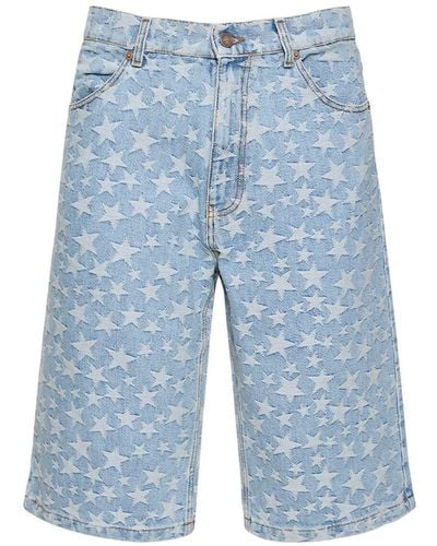 ERL Shorts de denim jacquard - Azul