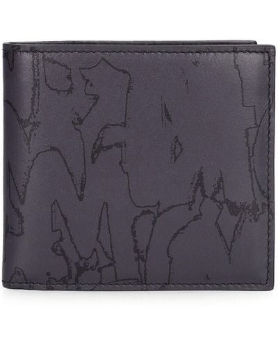Alexander McQueen All Over Logo Leather Billfold Wallet - Purple