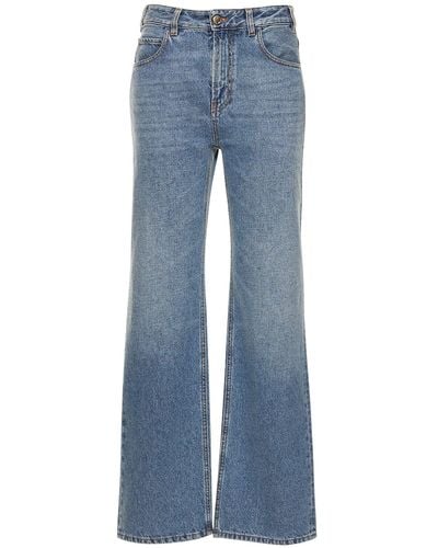 Chloé Jeans dritti in denim di cotone e canapa - Blu