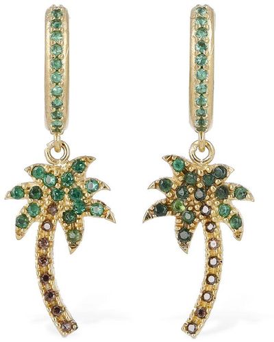 Palm Angels Palm Crystal & Brass Hoop Earrings - Metallic
