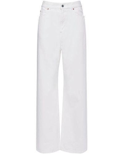 Valentino Jean Ample En Denim De Coton Taille Haute - Blanc