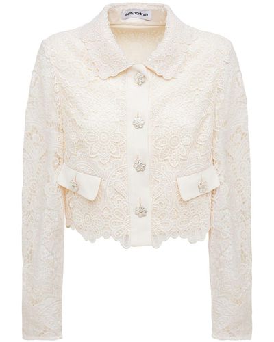 Self-Portrait Veste Courte En Dentelle Florale - Blanc
