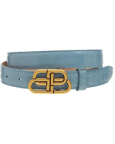 Balenciaga Cinturón Bb De Piel Efecto Cocodrilo 3cm - Azul