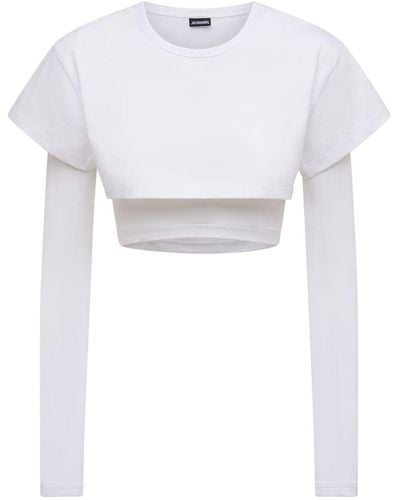 Jacquemus T-shirt En Jersey De Coton Le Double T-shirt - Blanc