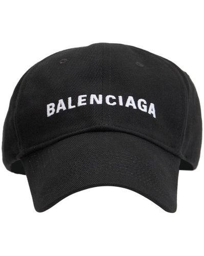 Balenciaga Logo Embroidery Baseball Cap - Black