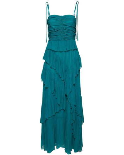 Ulla Johnson Robe longue en soie aveline - Bleu