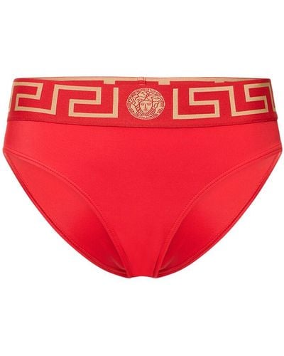 Versace Bas de bikini à logo greca - Rouge