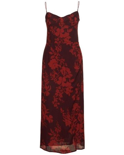 Reformation Kourtney Floral-print Georgette Midi Dress - Red