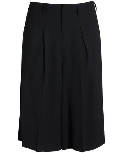 Ami Paris Long Wool Blend Twill Bermuda Shorts - Black