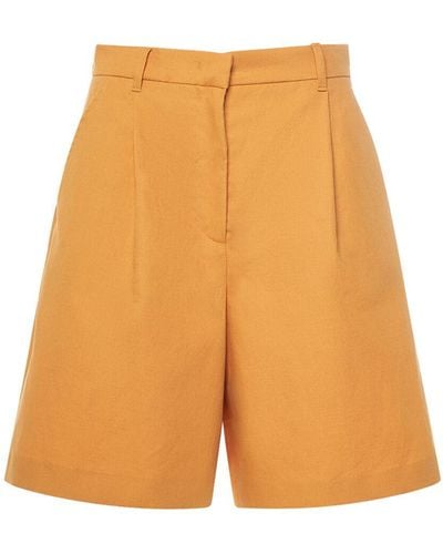 Weekend by Maxmara Ecuba Cotton & Linen Canvas Shorts - Orange