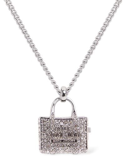 Marc Jacobs The Pavé Tote Crystal Pendant Necklace - Metallic