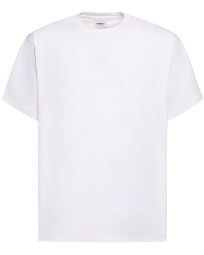 Burberry Camiseta de algodón con bordado - Blanco