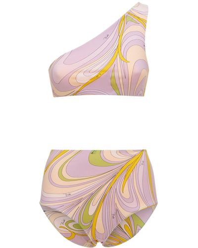 Emilio Pucci Printed One Shoulder Bikini - Purple