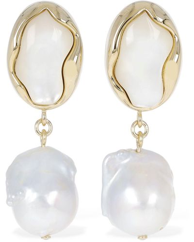 Chloé Pendientes Sybil barrocos con perlas sinteticas - Blanco