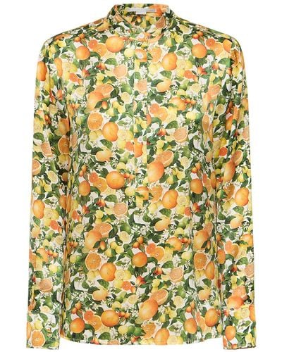 Stella McCartney Camisa de seda estampada - Amarillo
