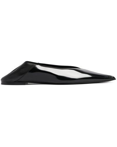 Saint Laurent 5mm Hohe Slipper Aus Leder "nour" - Schwarz