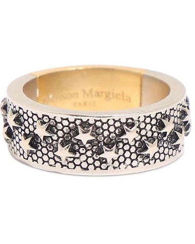 Maison Margiela Engraved Stars Band Ring - Metallic