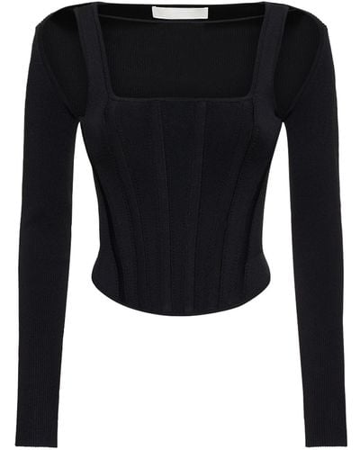 Dion Lee Corset Crop Top W/Removable Sleeves - Black