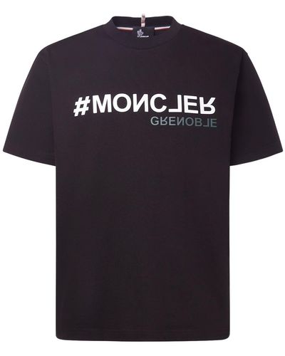 3 MONCLER GRENOBLE T-shirt en jersey épais à logo embossé - Noir