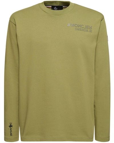 3 MONCLER GRENOBLE T-shirt in cotone con logo - Verde