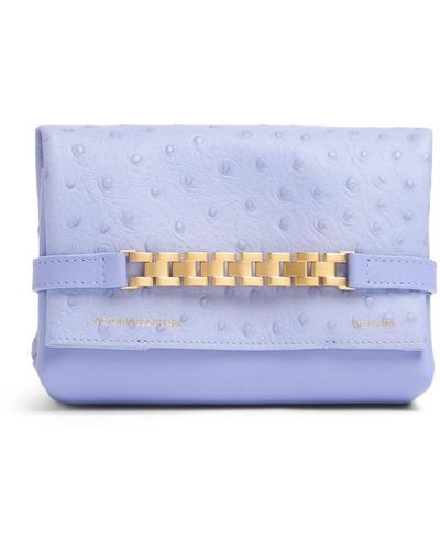 Victoria Beckham Mini Chain Embossed Pouch W/strap - Blue