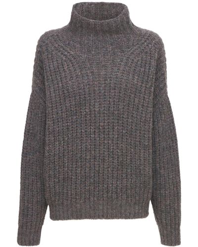 Isabel Marant Iris Turtleneck Alpaca Wool Knit Sweater - Gray