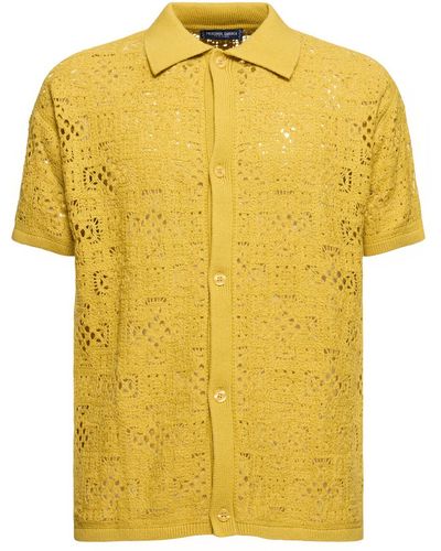 Frescobol Carioca Raoul Cotton Crochet S/s Shirt - Yellow