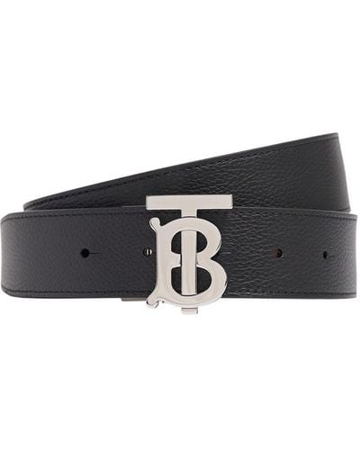 Burberry Cintura in pelle con logo tb 35mm - Bianco