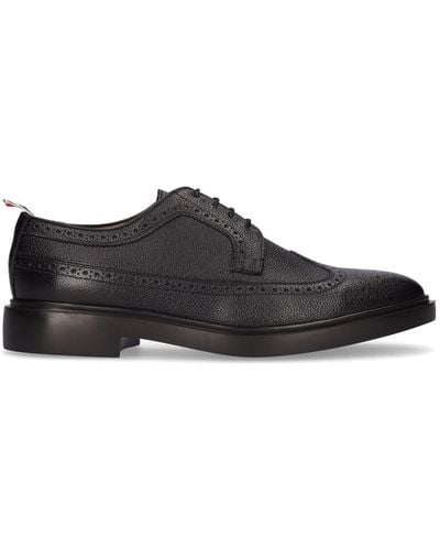 Thom Browne Pebbled Leather Wing Tip Brogue Shoes - Black
