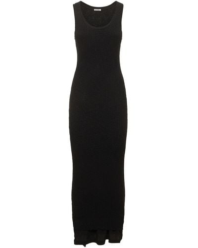 Jil Sander Cotton Ribbed Knit Long Dress - Black